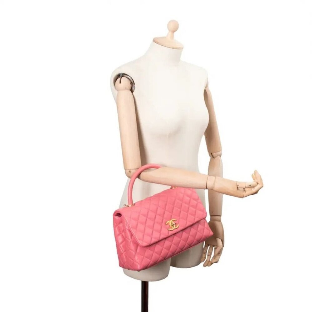 CHANEL Caviar Quilted Coco Chain Handle Flap Bag Pink Purse - Picture 3 of 12